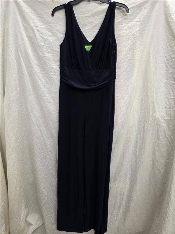 NWOT Pappagallo M Deep V Neckline Navy Blue Jersey Knit jumpsuit 133973