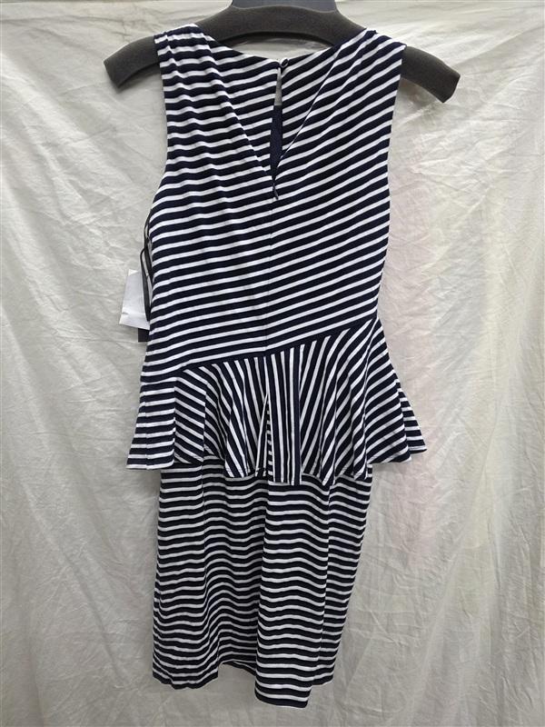 NWT Laundry Shelli Segal Small Blue Striped Peplum Dress 133974