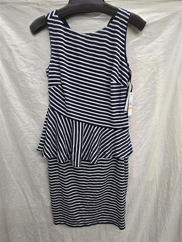 NWT Laundry Shelli Segal Small Blue Striped Peplum Dress 133974