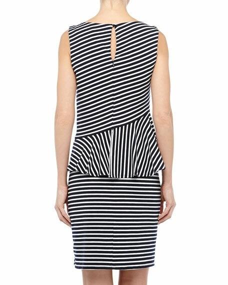 NWT Laundry Shelli Segal Small Blue Striped Peplum Dress 133974