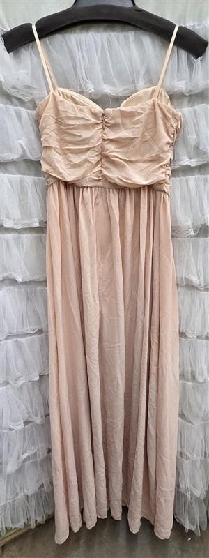 NWOT Lulus L Moonlight Serenade Long Chiffon Overlay Peach Evening Gown 133871