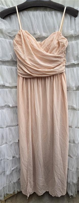 NWOT Lulus L Moonlight Serenade Long Chiffon Overlay Peach Evening Gown 133871
