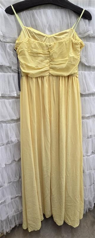 NWT Lulus L Moonlight Serenade Long Chiffon Overlay Yellow Evening Gown 133976