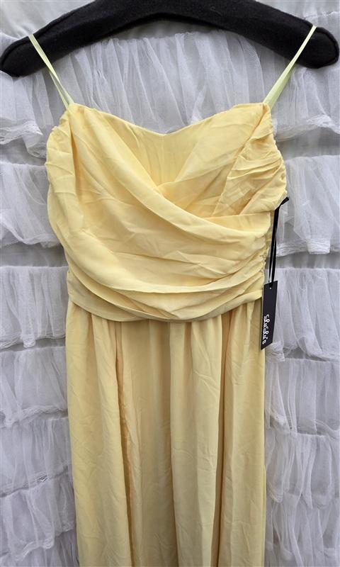 NWT Lulus L Moonlight Serenade Long Chiffon Overlay Yellow Evening Gown 133976