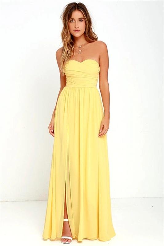 NWT Lulus L Moonlight Serenade Long Chiffon Overlay Yellow Evening Gown 133976