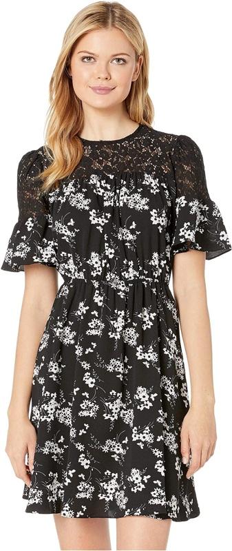 NWOTD Michael Kors 4 Bold Botanical Lace Yoke Dress Black 133981