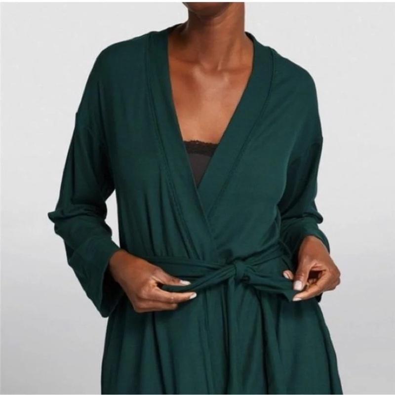 NWT Skims M Soft Lounge Short Robe Ribbed Cypress Green 133984