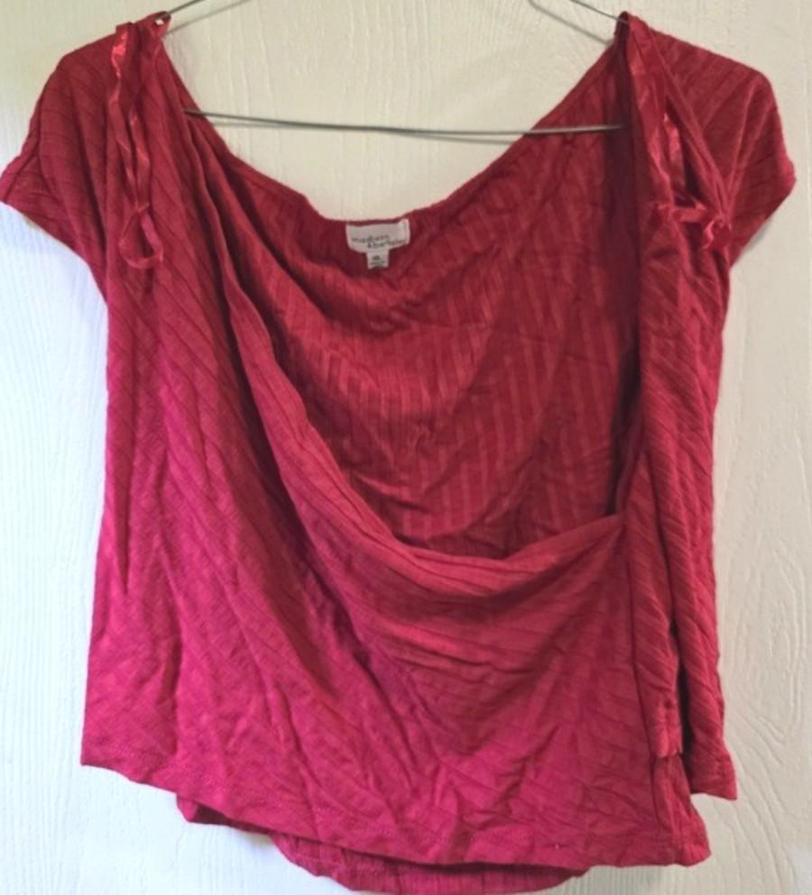 NWOT Madison & Berkeley XL Cap Crop Top Red Ribbed Surplice Wrap Front 133991