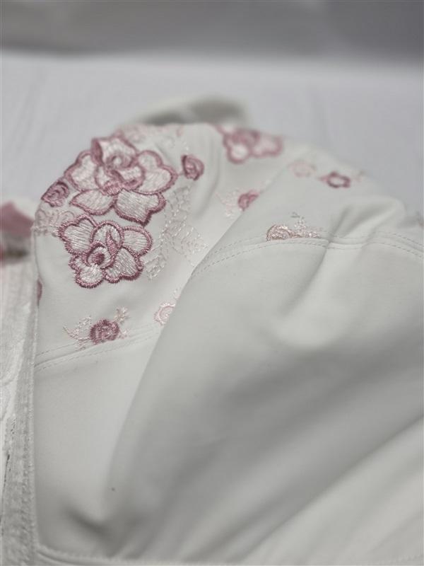 NWOT Comfort Choice 54B Embroidered Posture Bra White Floral Front Close 133992