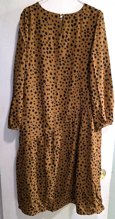 NWT Hayden M Polka Dot Coffee Brown & Black Asymmetrical Shift Dress 134003