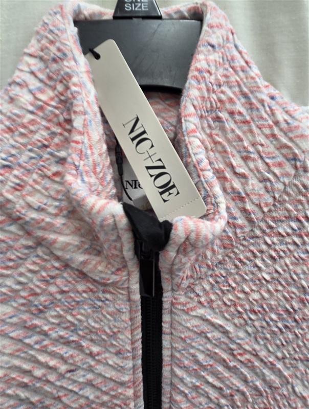 NWT Nic + Zic XS Quarter Zip Pink Blue Mock Neck Long Sweatshirt Jacket 134013