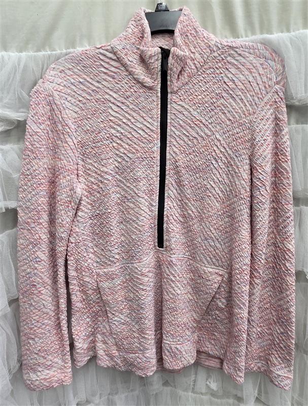 NWT Nic + Zic XS Quarter Zip Pink Blue Mock Neck Long Sweatshirt Jacket 134013