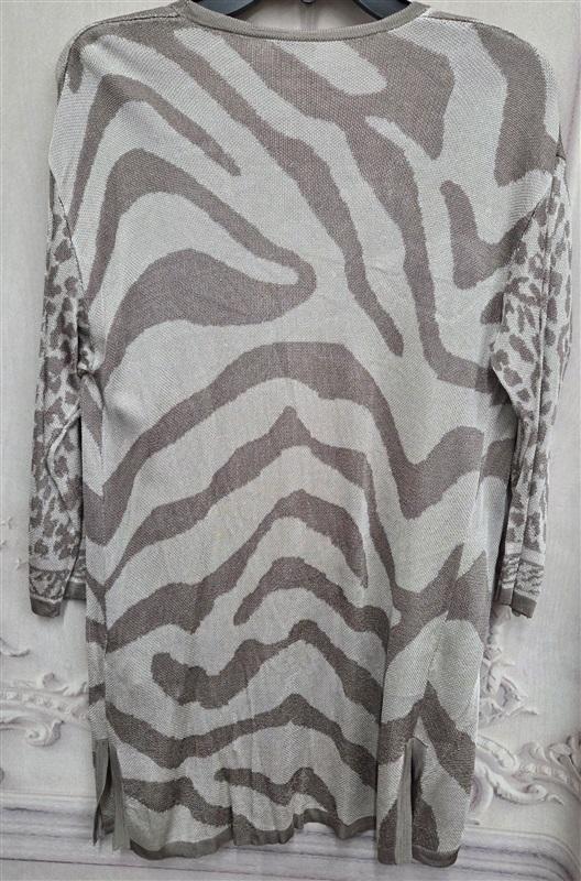 NWT Chico's Sz 2 Animal Print Zebra Open Front Cardigan Sweater 130736