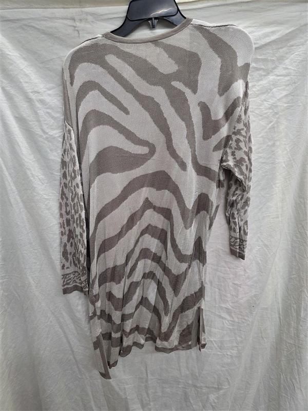 NWT Chico's Sz 2 Animal Print Zebra Open Front Cardigan Sweater 130736