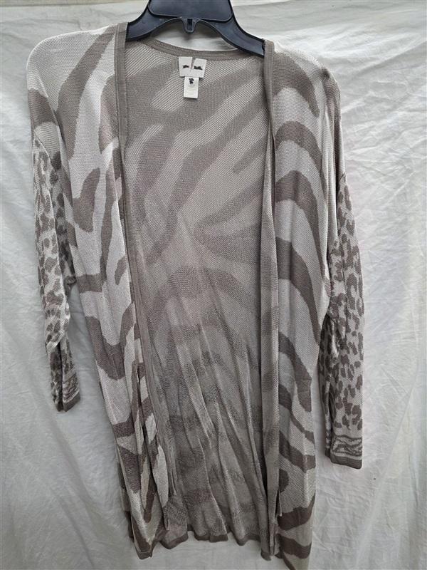 NWT Chico's Sz 2 Animal Print Zebra Open Front Cardigan Sweater 130736