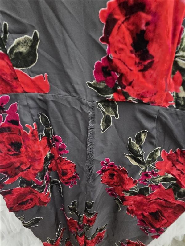 NWT Boston Proper 14 Red Roses Burn Out Velvet V Neck Tank Jumpsuit 134035