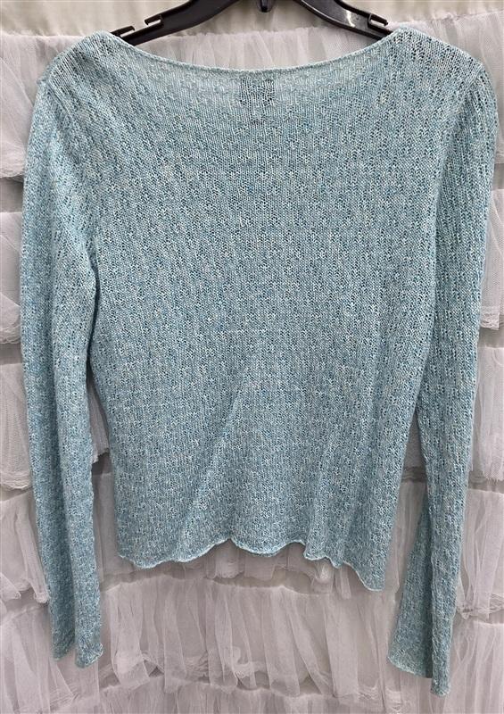 NWOT Eileen Fisher XS Linen Blue White Sweater Asymmetrical Tunic 134036