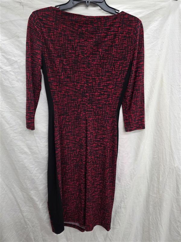 NWOT Ralph Lauren 2 Red & Black Rouched Sheath Work Dress 134037