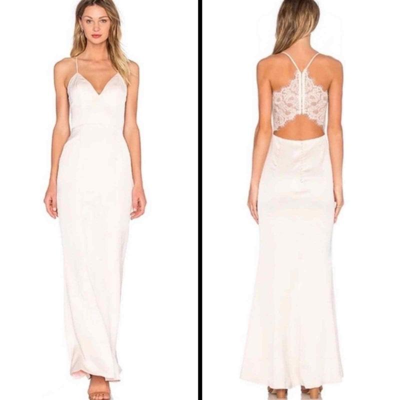 NWTD Lovers & Friends 12 The Paris Dress Lace Back Evening Gown Peach 134040