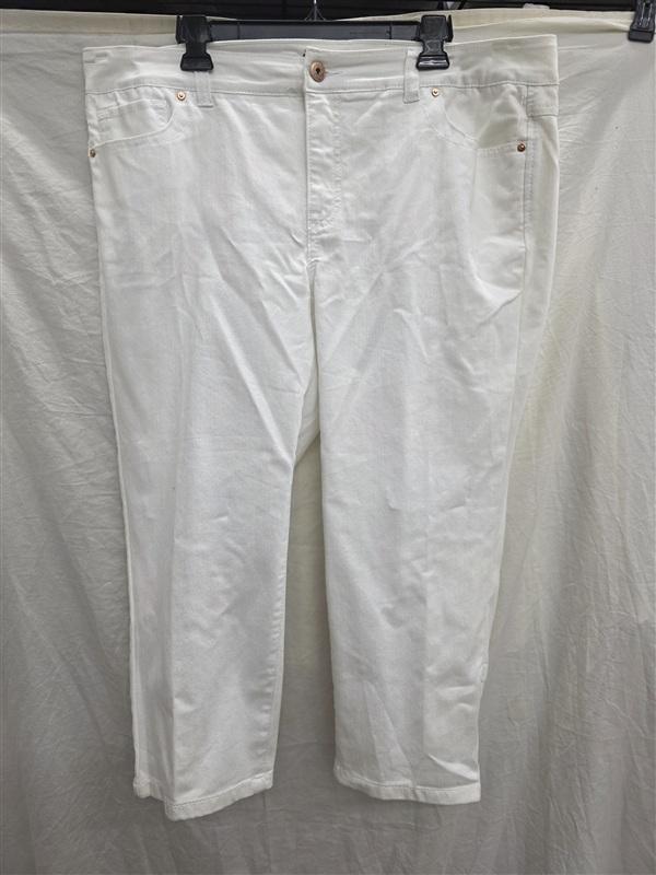 NWT INC 18W Skinny Leg Slim Fit Pants Regular Crop White 134043