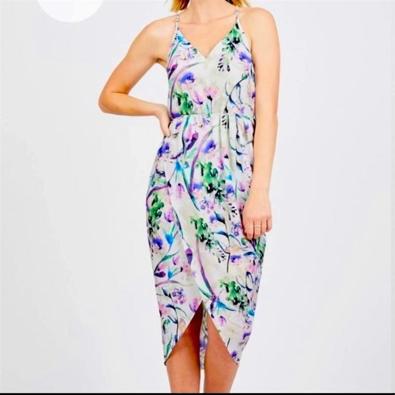 NWOT Amanda Uprichard S Le Tote Watercolor Tie T Back Tulip Dress 134048