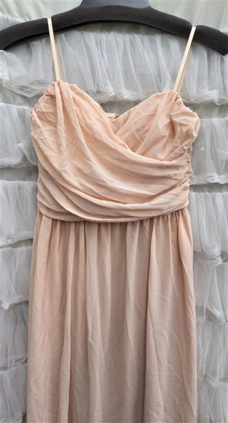 NWOT Lulus M Moonlight Serenade Long Chiffon Overlay Peach Evening Gown 134049