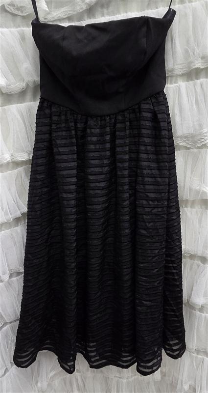 NWT NBD Small Ever After Black Strapless Striped Midi Dress 134051