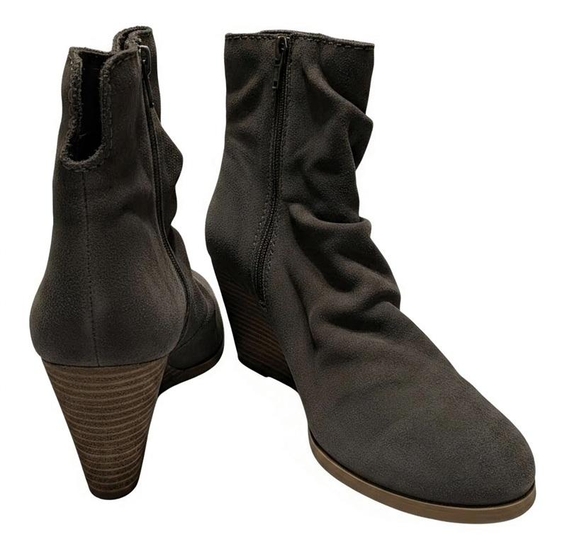 NWOT Diba 7 Gray Suede Wedge Heel Ankle Boots 134081