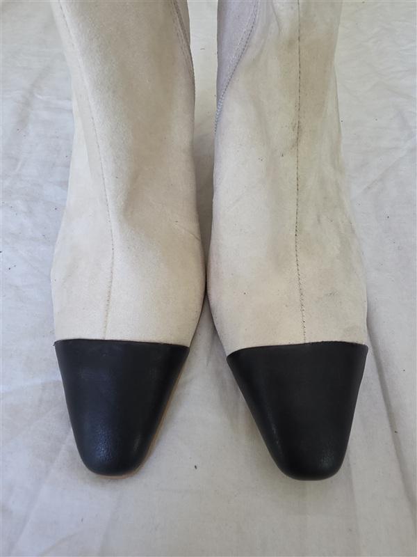 NWOTD Express 8 Ankle Stiletto's Heel Color Block Beige Black Boots 134084