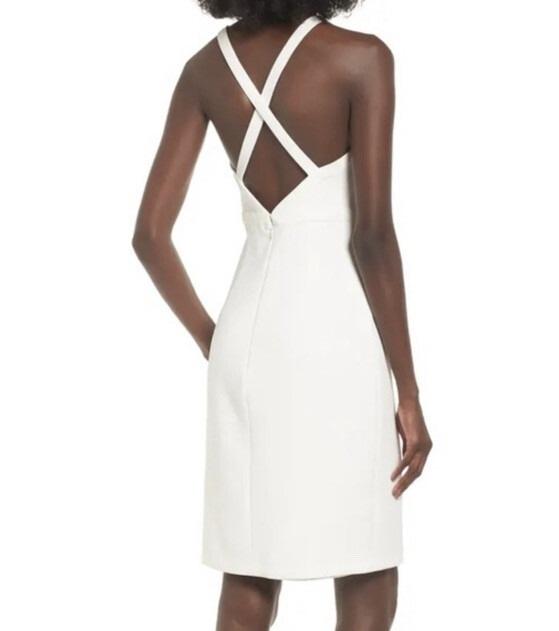 NWT NBD REVOLVE M Offense Sheath Plunge V-Neck MIDI Side Slit White Dress 134087