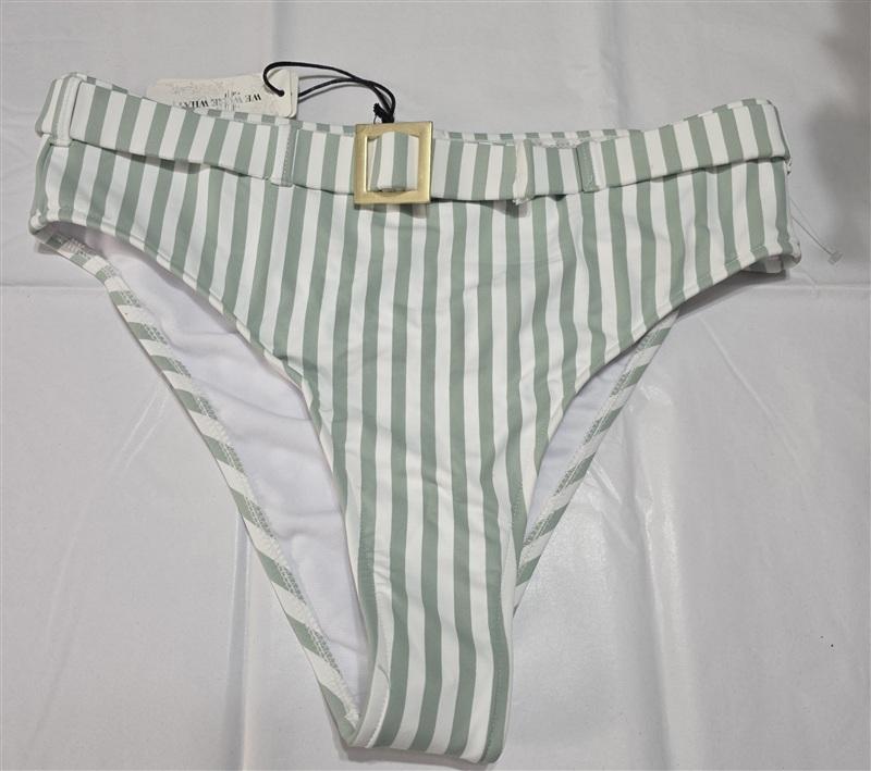NWOT We Wore What Jadeite Stripe M Belted High Waisted Bikini Swim Bottom 134089
