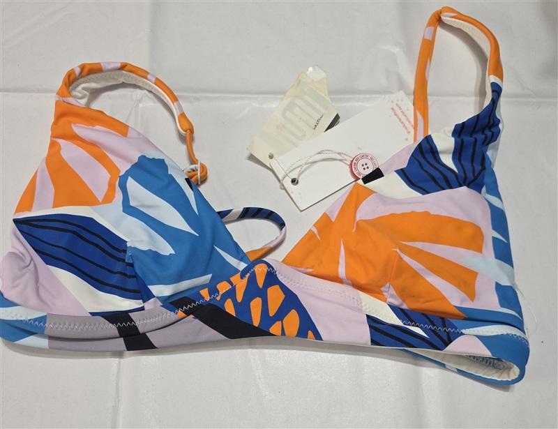 NWT Red Carter XS Luna Slim Deep V Bikini Swim Top Blue Orange 134090