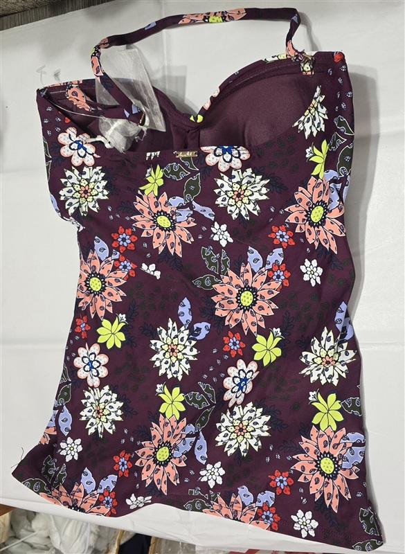 NWOT Anne Cole S In Full Bloom Twist Front Shirred Bandeau Tankini Top 134093