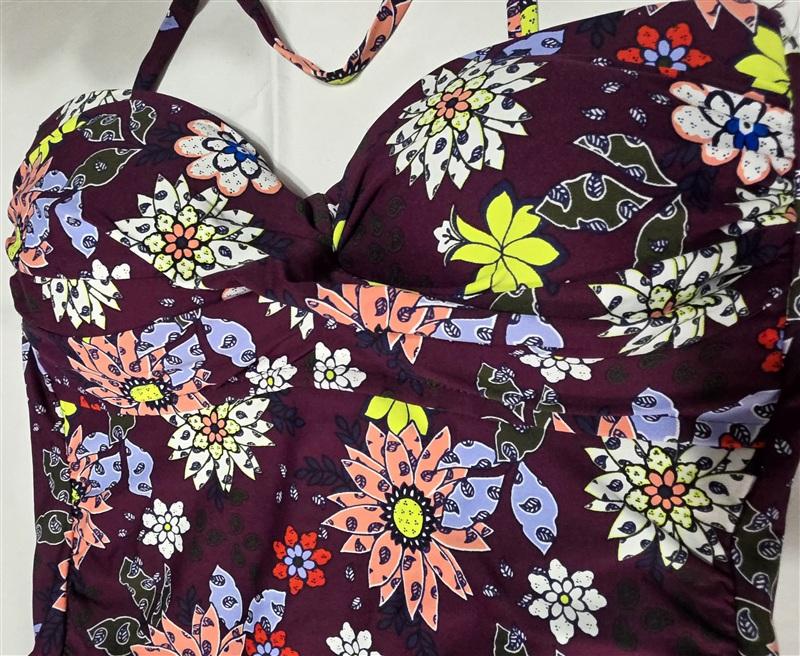 NWOT Anne Cole S In Full Bloom Twist Front Shirred Bandeau Tankini Top 134093
