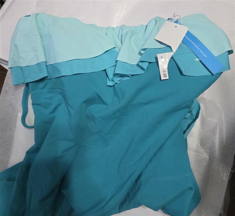 NWTD Bleu Rod Beattie 14 Teal Ruffle Flounced Halter Tankini Swim Top 134097