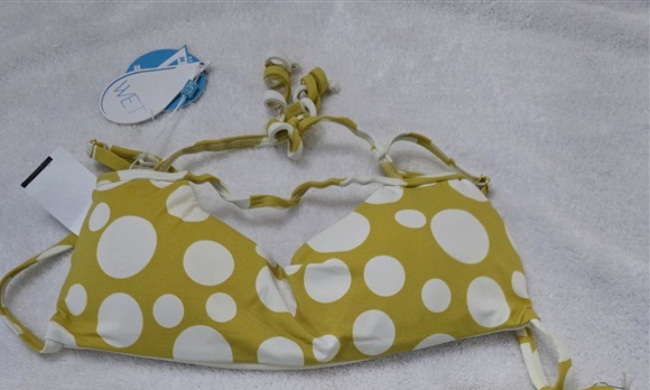 NWT Wet LA XL Polka Dot Swim Bikini Top Yellow 134099