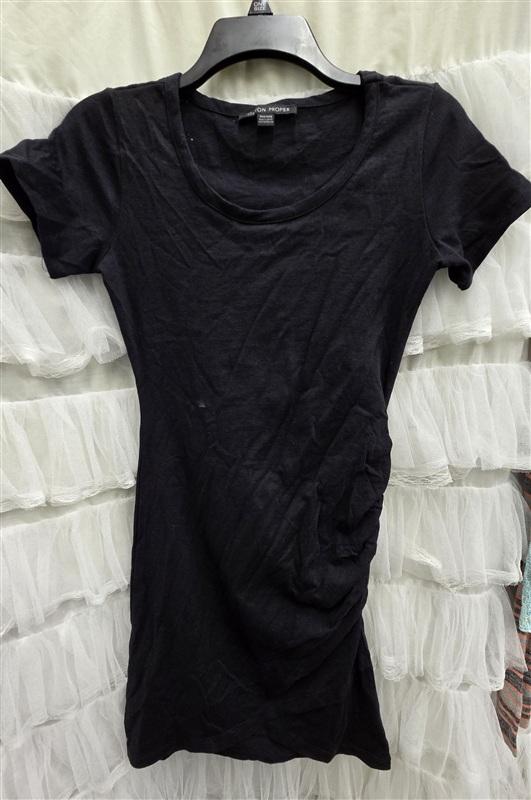 NWT Boston Proper XXS Black T Shirt Scoop Neck Dress 134103