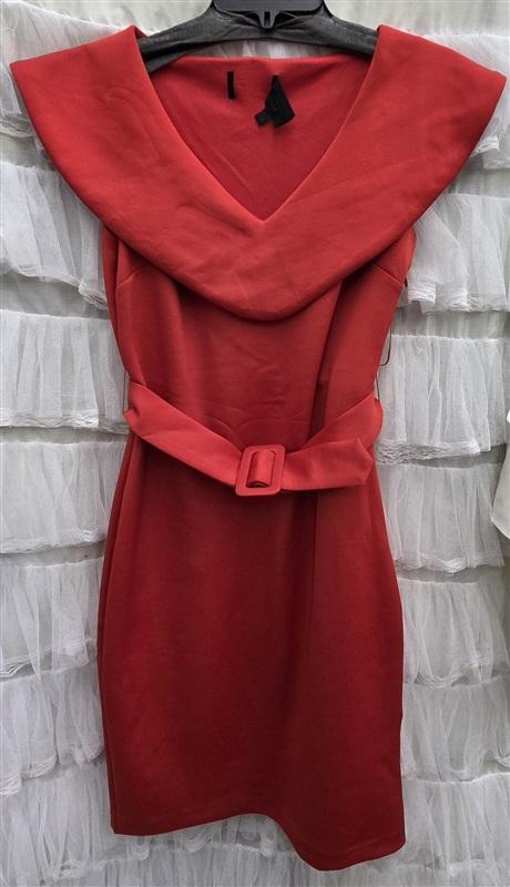 NWOTD Alexia Admor 2 Portrait Collar Red Belted Dress 134104
