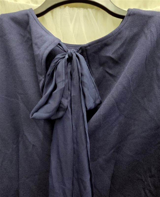 NWOT Marina 10 Crepe Coquette Bow Tie back Mini Dress Tunic Blue 134106