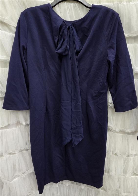 NWOT Marina 10 Crepe Coquette Bow Tie back Mini Dress Tunic Blue 134106