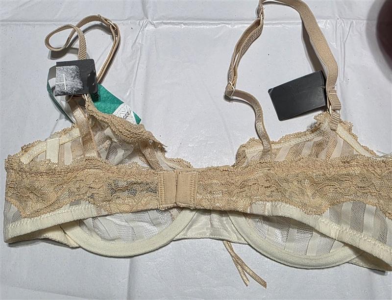 NWT Heidi Klum 34B Fit Mesh Lace Stripe Bra 1168B Ivory 134117