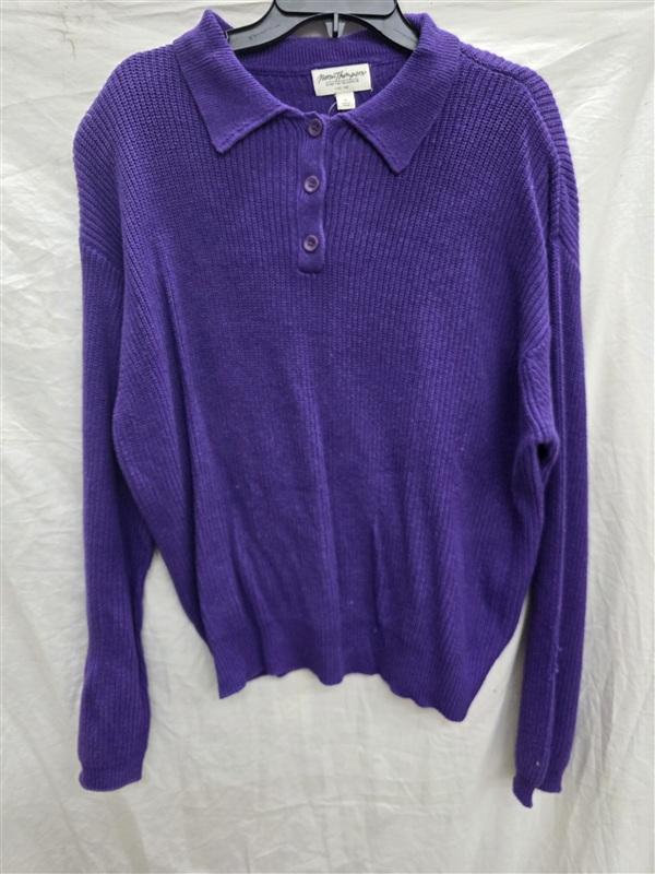 NWPT Norm Thompson 1X Purple Quarter Button Chunky Sweater 134121