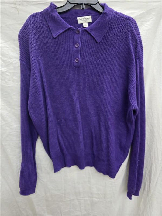 NWPT Norm Thompson 1X Purple Quarter Button Chunky Sweater 134121