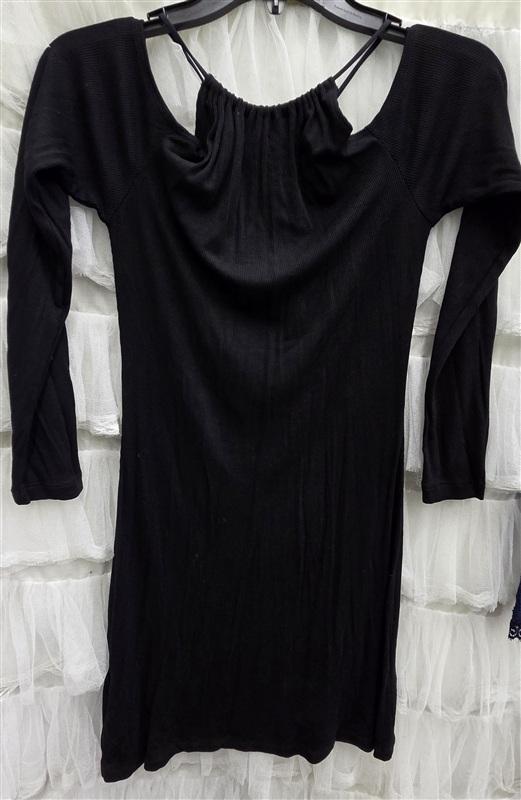 NWT LNA S Aydin Long Sleeve Cold Shoulder Black Mini Dress 134122