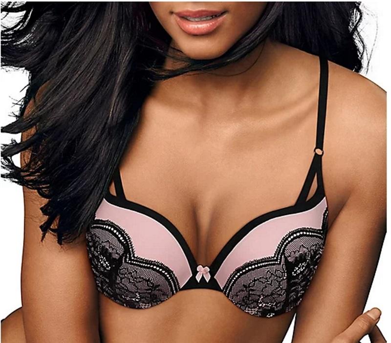 NWT Maidenform 36C Love Lift Satin Push-Up Bra DM9900 Black Pink 134127