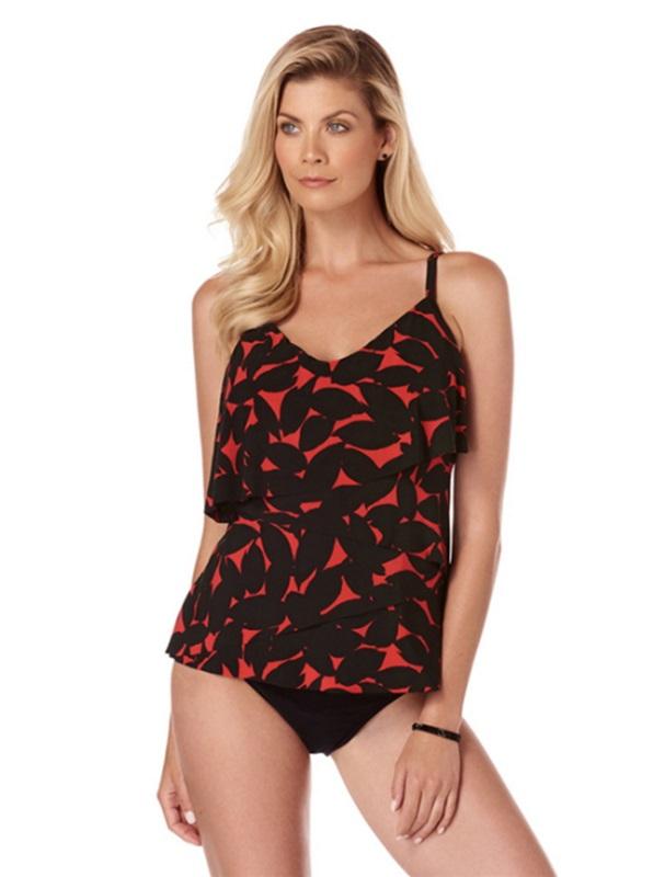 NWT Magicsuit 12 Petal Pusher Chloe Top Black Tankini Swimsuit 134142