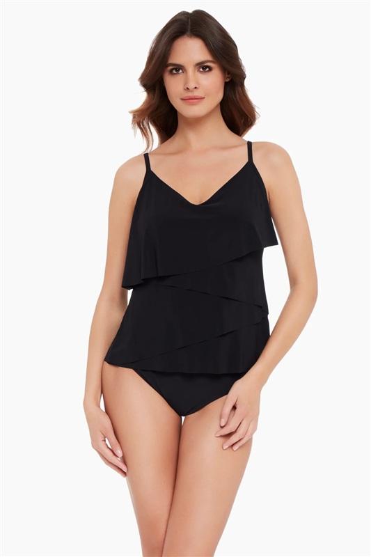 NWT Magicsuit 12 Petal Pusher Chloe Top Black Tankini Swimsuit 134142