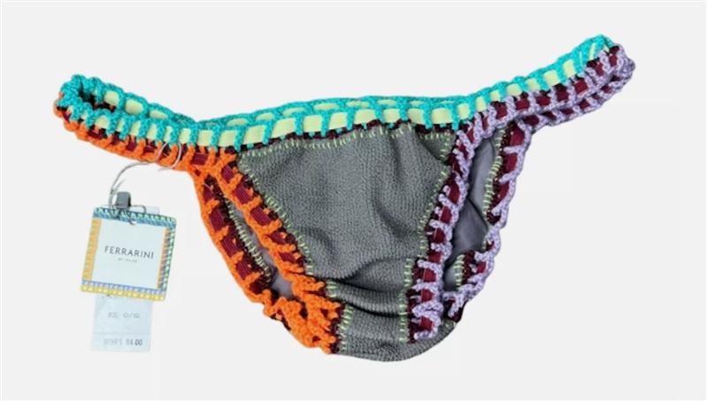 NWT Pilyq O/S Ferrarini Sand Reef Crochet Trim Bikini Swim Top Bottom 134184