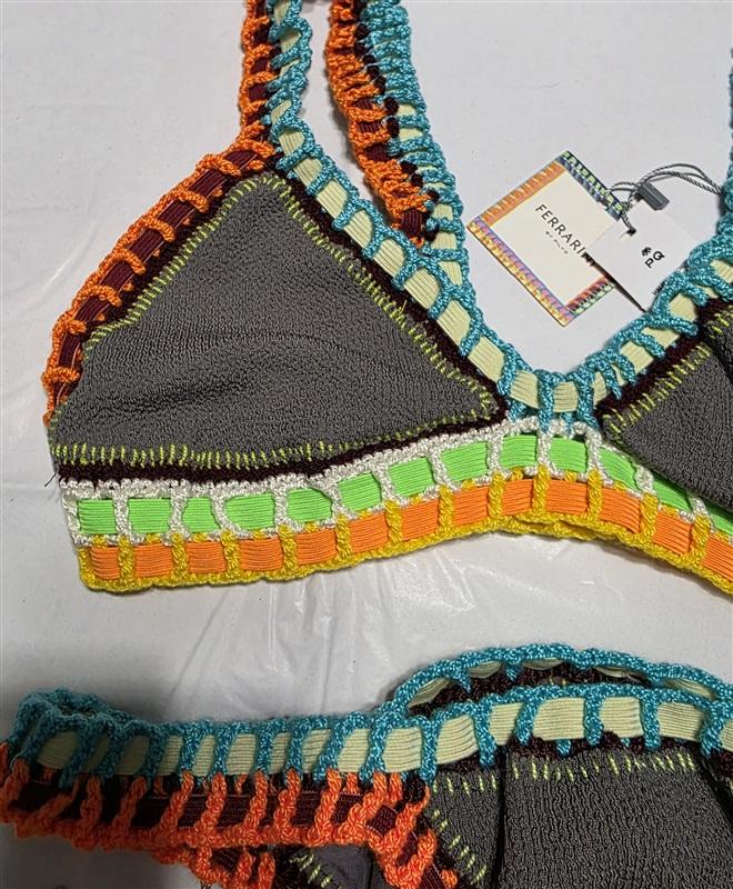 NWT Pilyq O/S Ferrarini Sand Reef Crochet Trim Bikini Swim Top Bottom 134184