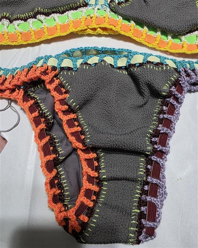 NWT Pilyq O/S Ferrarini Sand Reef Crochet Trim Bikini Swim Top Bottom 134184